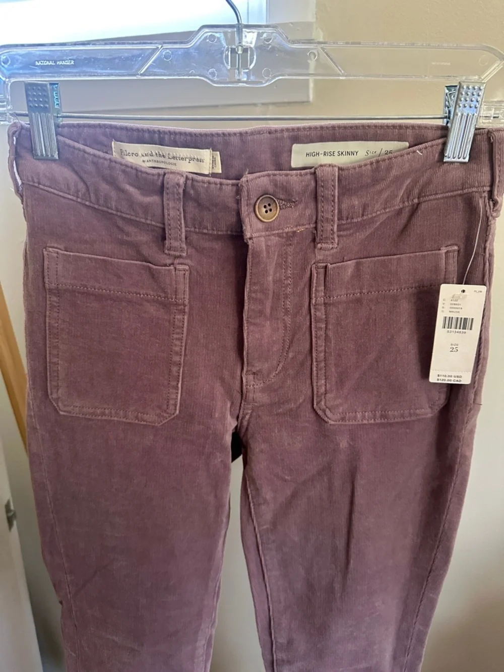 NWT Women’s Corduroy Slim Jeans in Dusty Mauve